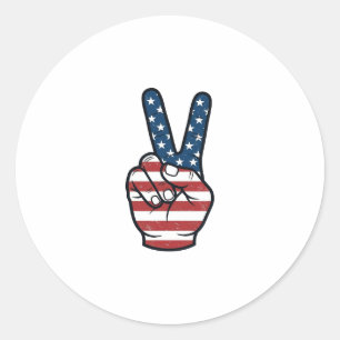 Vintage Patriotiskt Fredstecken Hand Vektor Design Runt Klistermärke