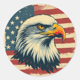 Vintage Patriotiskt Örntryck – USA Flagga Runt Klistermärke