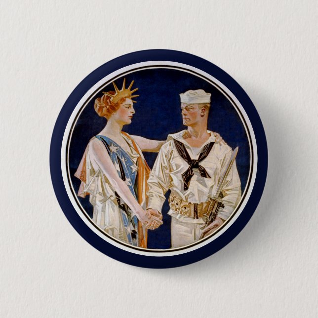 Vintage Patriotism, Dam Liberty med marinsjöman Knapp (Framsida)