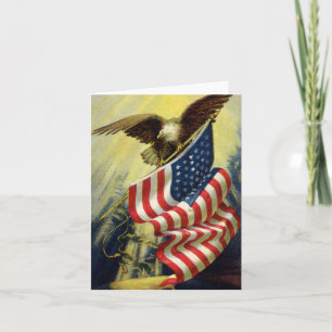 Vintage Patriotism, Patriotic Eagle American Flagg Kort