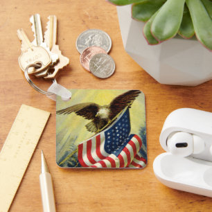 Vintage Patriotism, Patriotic Eagle American Flagg Nyckelring