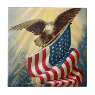 Vintage patriotism, patriotisk amerikansk flagg me kakelplatta