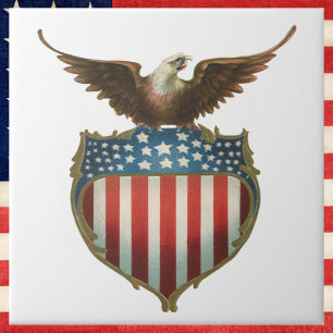 Vintage Patriotism, Proud Eagle över amerikansk Fl Kakelplatta