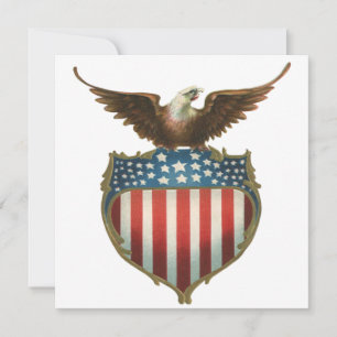 Vintage patriotism, stolt örn över amerikansk flag inbjudningar