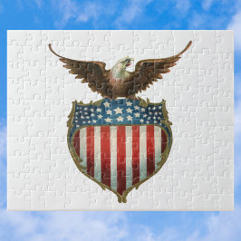 Vintage patriotism, stolt örn över amerikansk flag pussel