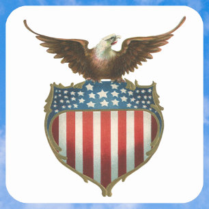 Vintage patriotism, stolt örn över amerikanska fla fyrkantigt klistermärke