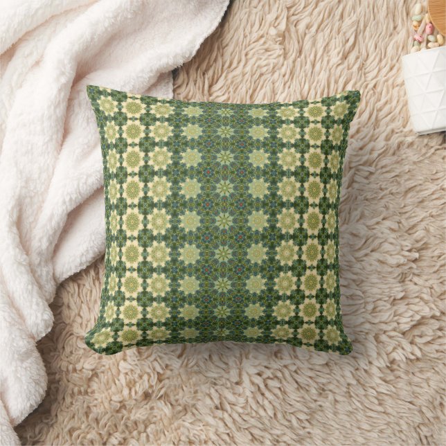 Vintage pattern in Green and Creme White Kudde (Filt)