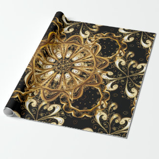 Vintage pattern on black background with golden el presentpapper