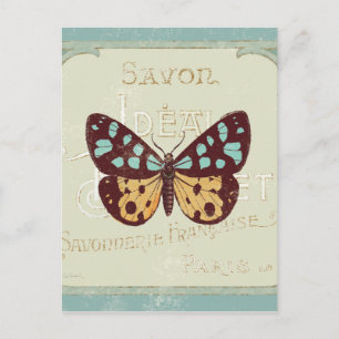 Vintage Patterned Butterfly Vykort
