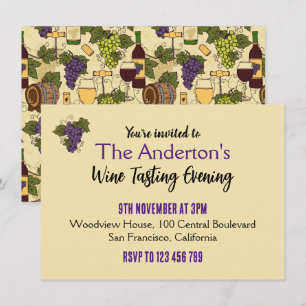 Vintage Patterned Vin Tast Party Inbjudningar
