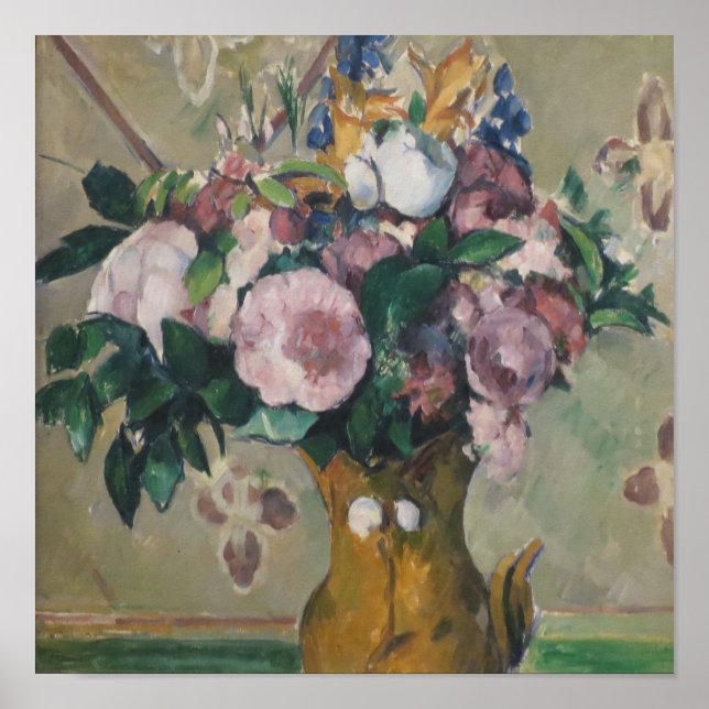 Vintage Paul Cezanne Vas av Flowers Poster (Framsidan)