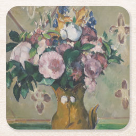 Vintage Paul Cezanne Vas av Flowers Underlägg Papper Kvadrat