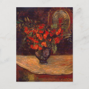 Vintage Paul Gauguin Flowers Blommigt Red Bouquet Vykort
