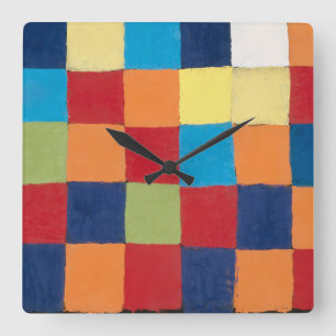 Vintage Paul Klee Qu 1 Färgdiagram Rutor Konst  Fyrkantig Klocka