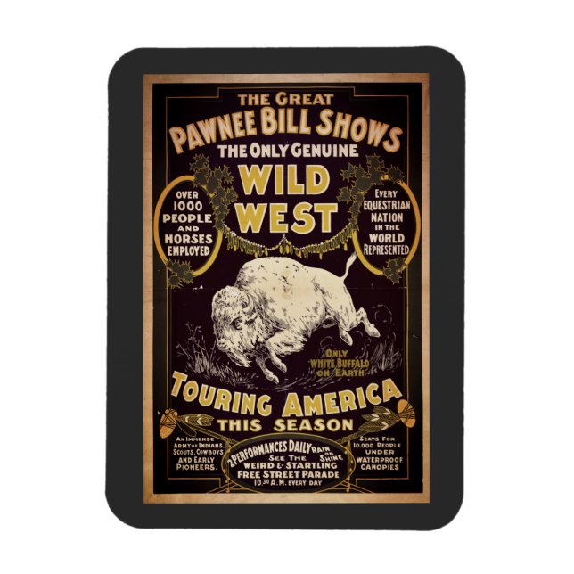 Vintage Pawnee Bill Wild West-show Magnet (Vertikal)