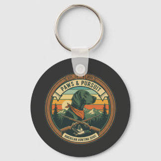 vintage Paws & Pursuit Hunting Dog Logo - American Nyckelring