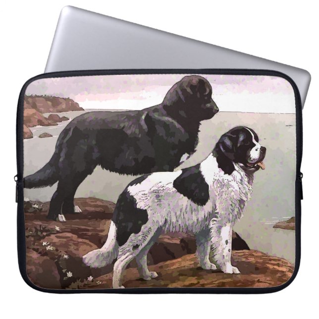 Vintage Payed Newfoundlands Laptop sleeve (Framsidan)