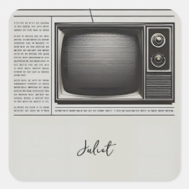 Vintage Pays Gammal Retro Bröllopsdusch Tidning Fyrkantigt Klistermärke