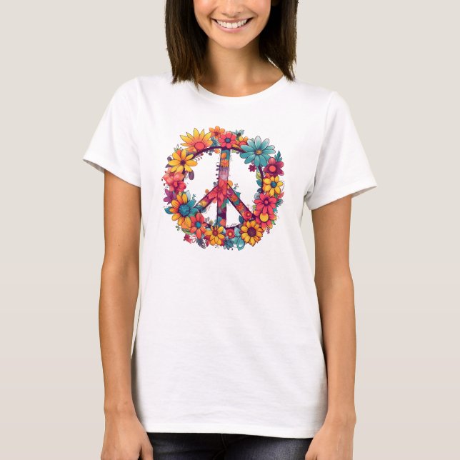 Vintage Peace and Vild Flowers T-Shirt (Framsida)