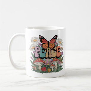 Vintage Peace Butterfly Art Design Kaffemugg