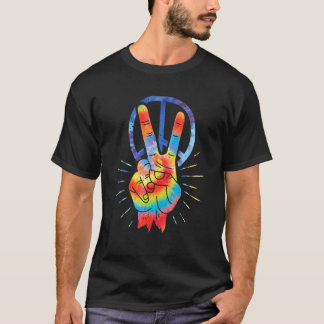 Vintage Peace Hand Fredstecken Tie Dye Hippie Posi T Shirt