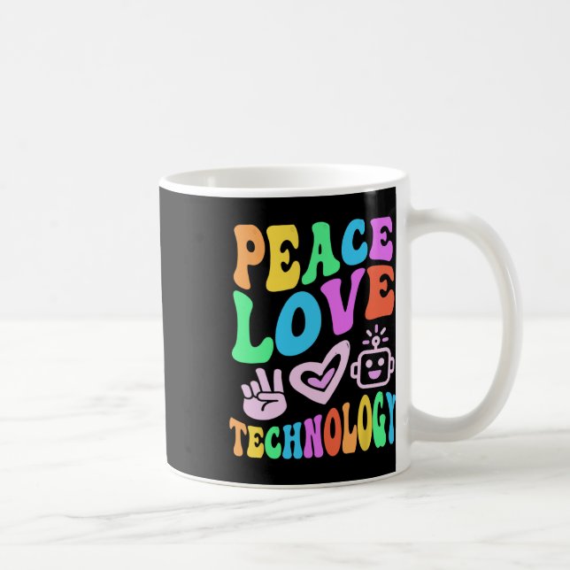 Vintage Peace Kärlek Technology Retro Computer Tea Kaffemugg (Höger)