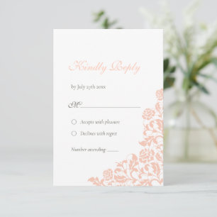 Vintage Peach Blommigt Ro Snöre Bröllop OSA Kort