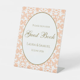 Vintage Peach Bröllop Guestbook-tecken