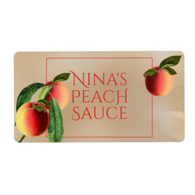Vintage Peach Food Label Fraktsedel (Framsidan)