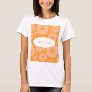 Vintage Peach Fuzz Orange Färg Flower Mönster T Shirt