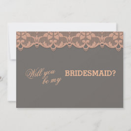 Vintage Peach Grått Snöre blir min BRIDESMAID Inbjudningar