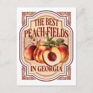 Vintage Peach Label Georgia Peachs Vykort