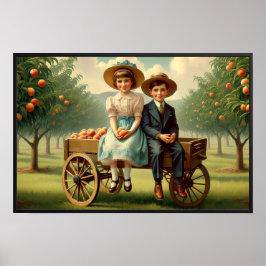 Vintage Peach Orchard Barn Poster