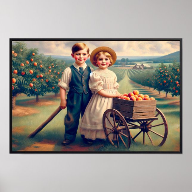 Vintage Peach Orchard Barn Poster (Framsidan)