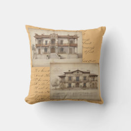 Vintage Peach Script och Villas Kudde
