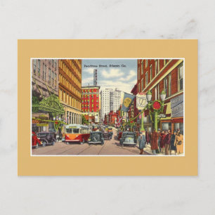 Vintage Peachtree Street Atlanta GA Vykort