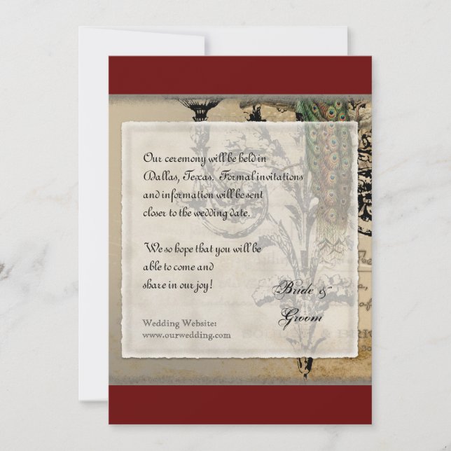 Vintage Peacock 6 - Spara datum Datumet (Framsida)