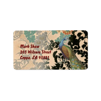 Vintage Peacock Adressetikett