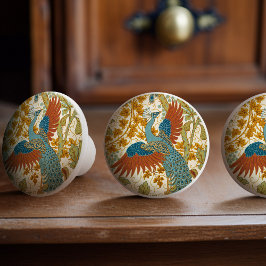 Vintage Peacock Art nouveau Blommönster Knopp