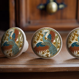 Vintage Peacock Art nouveau Blommönster Knopp
