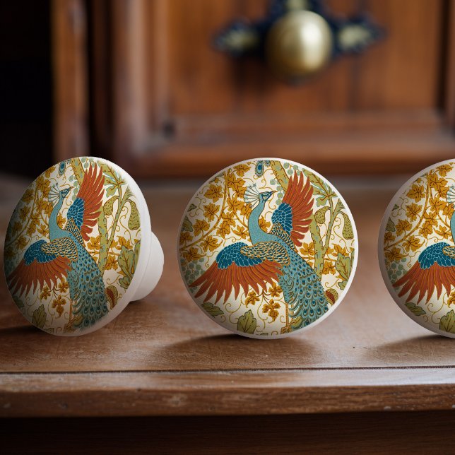 Vintage Peacock Art nouveau Blommönster Knopp (Skapare uppladdad)