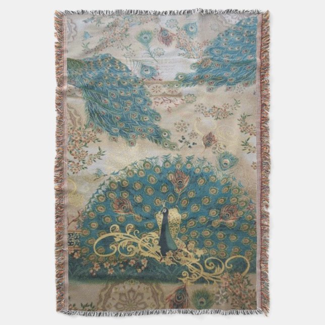 Vintage Peacock - Blanket Filt (Framsidan Vertikal)