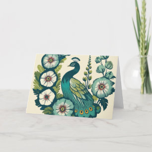 Vintage Peacock Blue och Grönt peacocks Kort