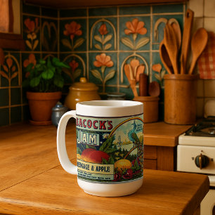 Vintage Peacock Brand Sylt-etikett Kaffemugg