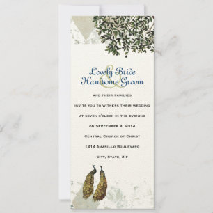 Vintage Peacock Chevron Wedding bjudande Inbjudningar