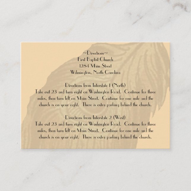 Vintage Peacock Directions infogar kort (Framsida)
