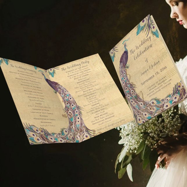 Vintage Peacock Eggplant Lila Teal Blue (Skapare uppladdad)