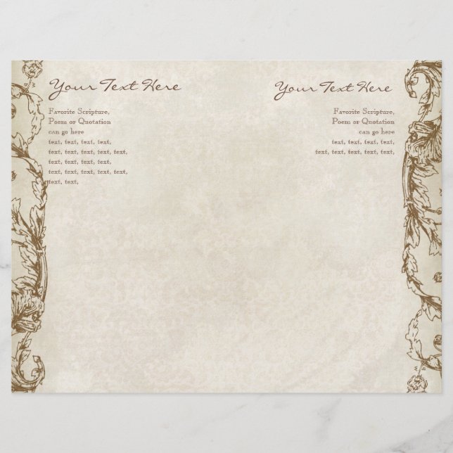 Vintage Peacock & Etching Bröllopsprogram Insida (Framsida)