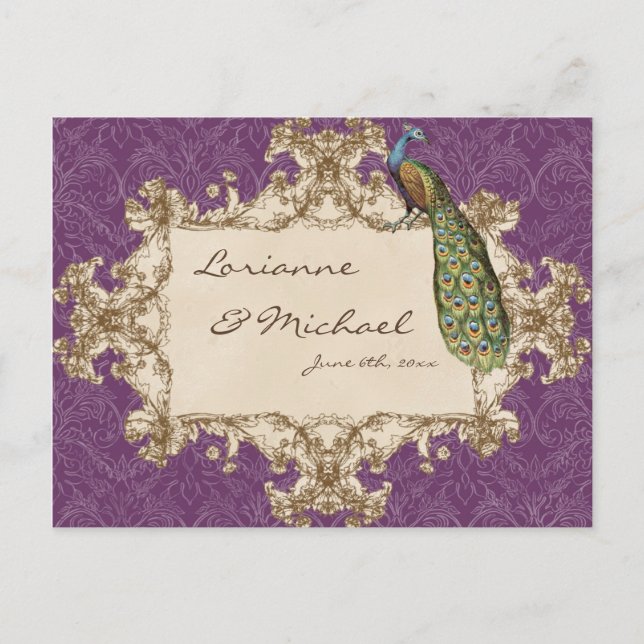 Vintage Peacock & Etchings, OSA av vykort (Framsida)