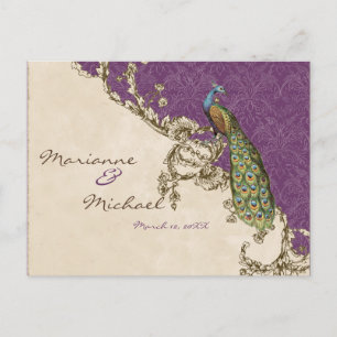 Vintage Peacock & Etchings OSA Response Postcard Inbjudan Vykort